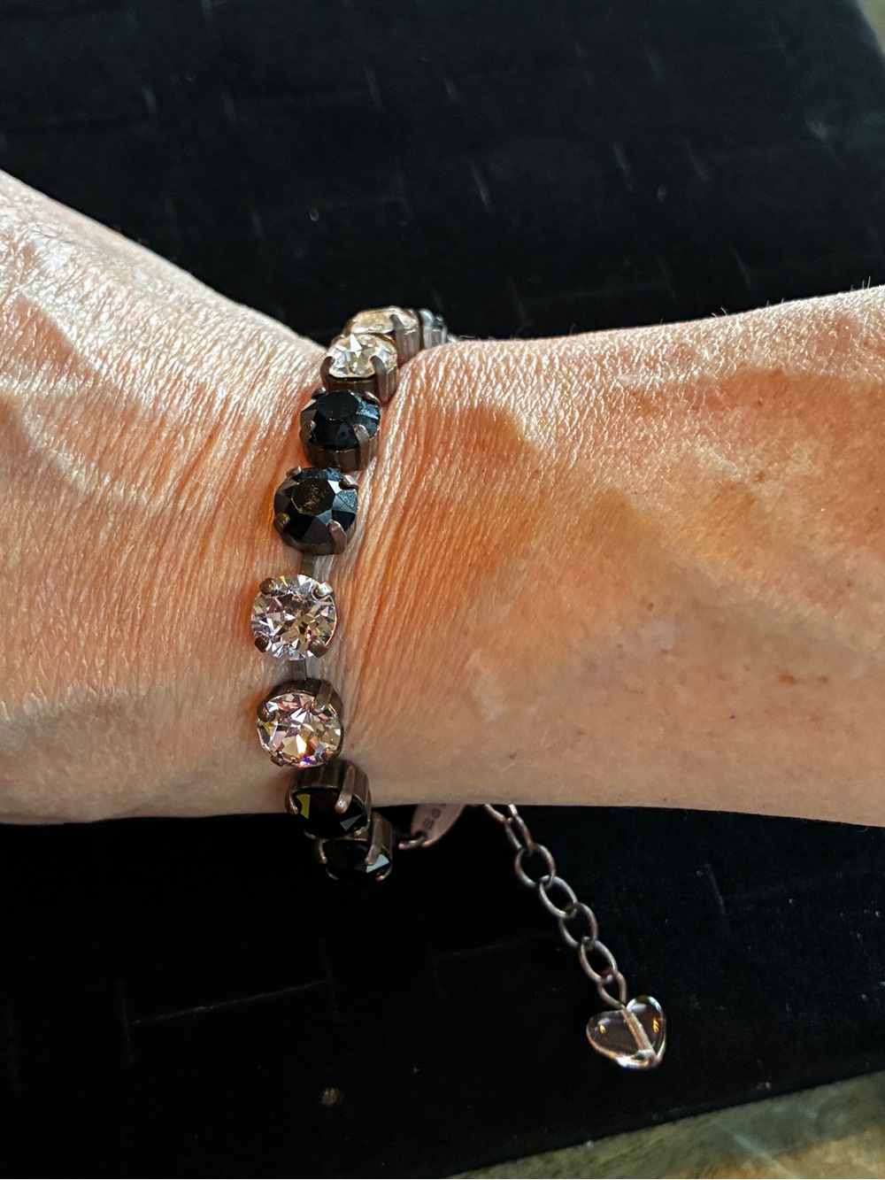 Sabika pink Swarovski Crystal and black crystals. Sparkling Accent